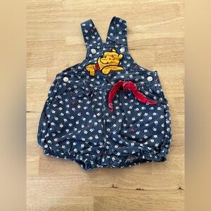 Vintage Winnie The Pooh Floral Denim Overalls
